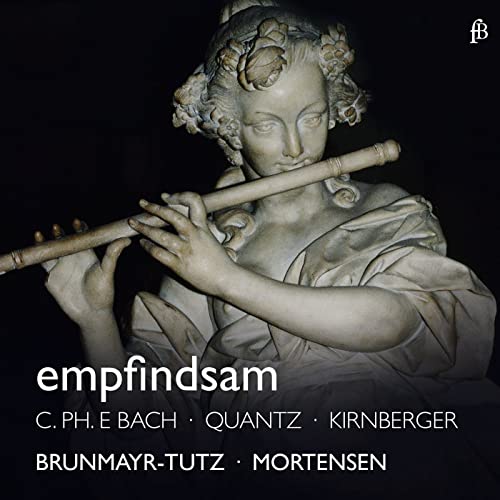 CD cover: statue playing a flute, dark background, text "empfindsam".