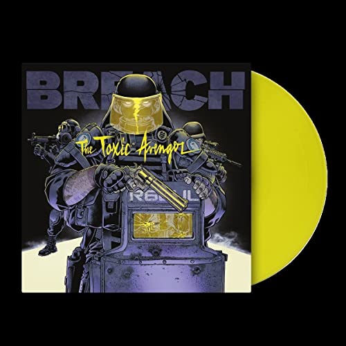 Vinyl record with cover art of armored figures and yellow disc.