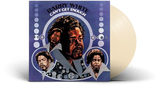 Barry White “Can’t Get Enough” vinyl record cover and white disc.