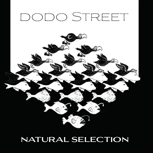 CD cover: black and white dodos and fish in a repeating pattern.