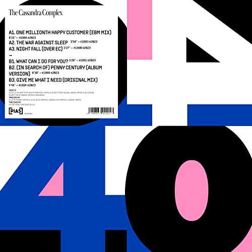 Vinyl record cover for "Cassandra Complex - Pias 43" with bold typography.