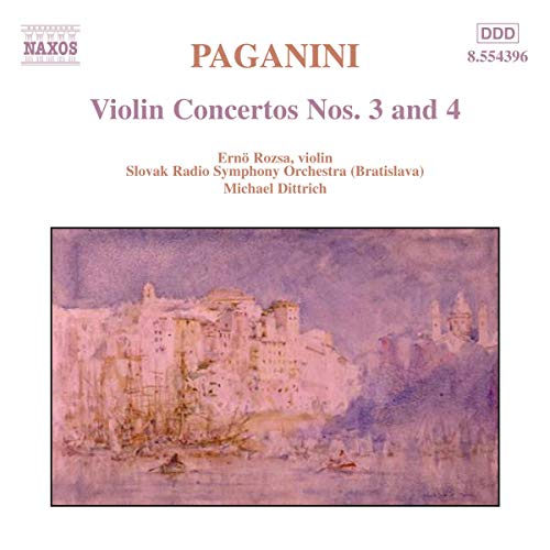 CD cover for Paganini violin concertos featuring a watercolor castle scene.