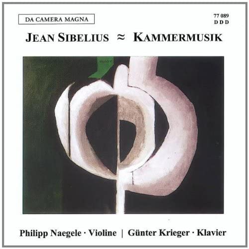 CD cover for Jean Sibelius violin sonatas with abstract white sculpture.