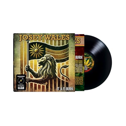 Vinyl record with album cover featuring a lion and Jamaican flag.