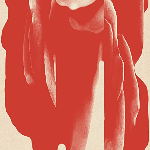 Red and white abstract floral image, vinyl record album cover.