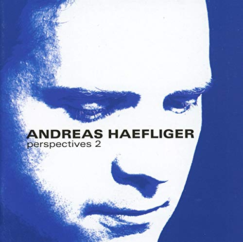 CD cover featuring a close-up, blue-toned portrait of Andreas Haefliger.