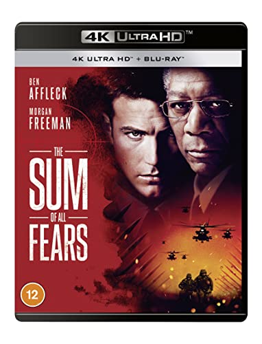 “The Sum of All Fears” UHD Blu-ray cover with Ben Affleck and Morgan Freeman.