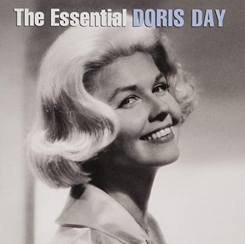 Black and white portrait of smiling singer Doris Day on CD cover.