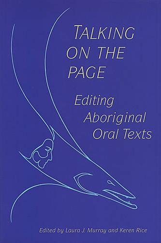 Book cover: "Talking on the Page," with abstract blue line art.