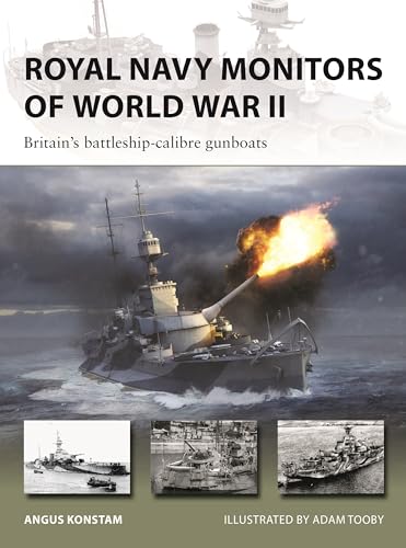 Book cover depicting a Royal Navy monitor firing a large gun during WWII.