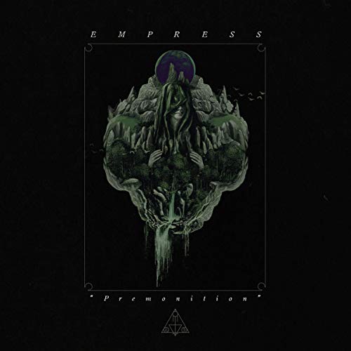 Dark album cover featuring a veiled figure within a mountainous landscape.