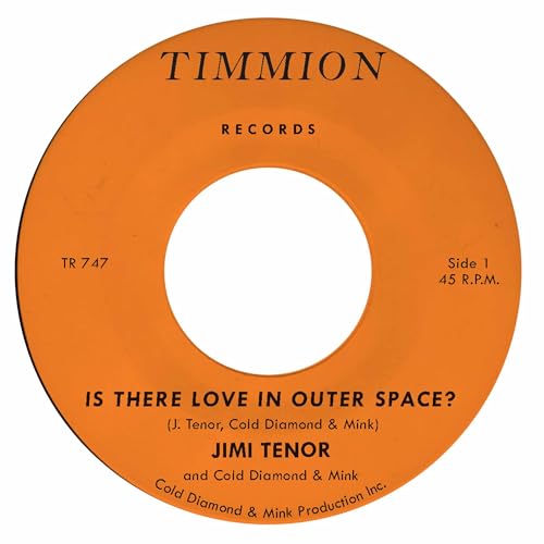 Orange vinyl record center label for Jimi Tenor and Cold Diamond & Mink.