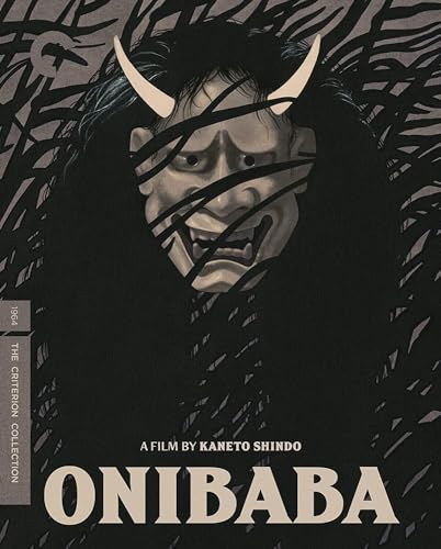 Blu-ray cover for “Onibaba” featuring a demonic mask and dark foliage.