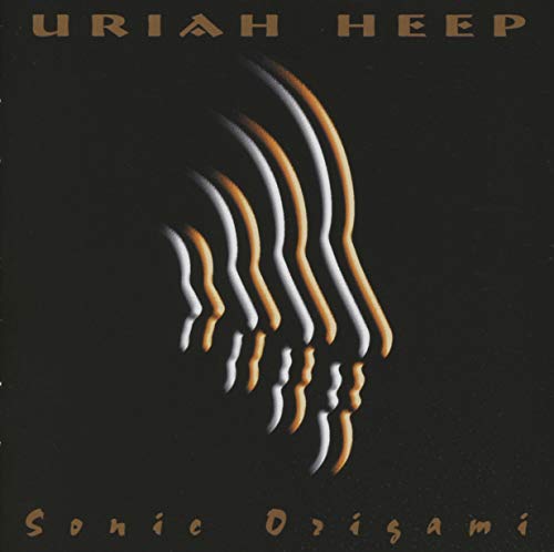 Uriah Heep’s “Sonic Origami” CD cover: abstract orange and white lines on black.