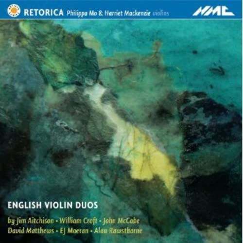CD cover: abstract blue and green landscape, text “English Violin Duos”.