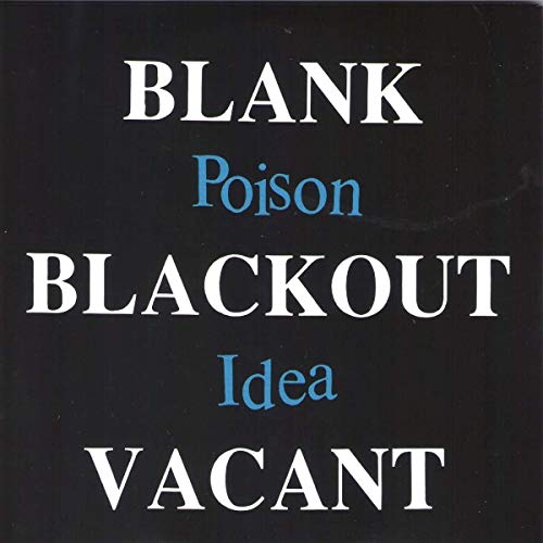 Black vinyl record cover with white and teal text: "Blank Blackout Vacant.