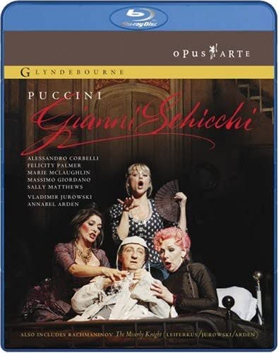 DVD cover for Puccini’s *Gianni Schicchi* opera with cast image.