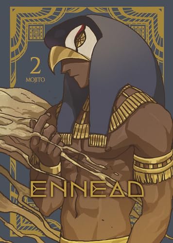 Book cover featuring a muscular figure with a falcon head, gold adornments.