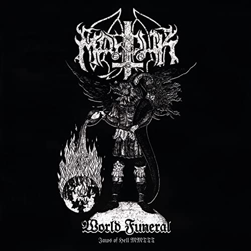 Black and white album cover with demonic figure and fiery skull.