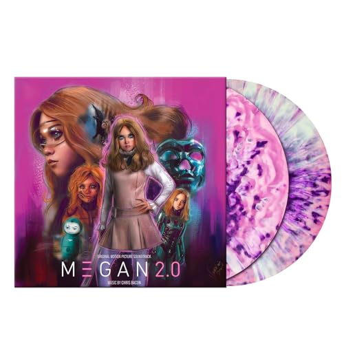“M3GAN 2.0” vinyl record with cover art featuring the film’s characters.