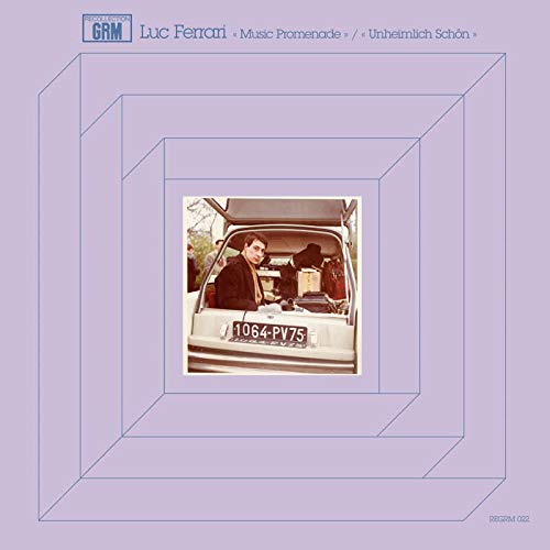 Record cover with a lilac background and a vintage car photo inside nested squares.
