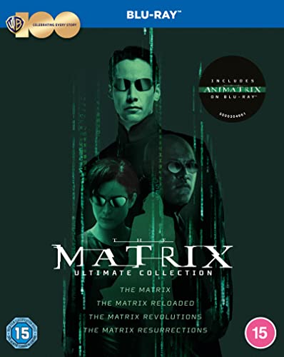 Blu-ray cover for "The Matrix Ultimate Collection" featuring Keanu Reeves.