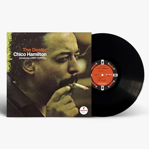 Vinyl record of Chico Hamilton’s “The Dealer” album cover and record.