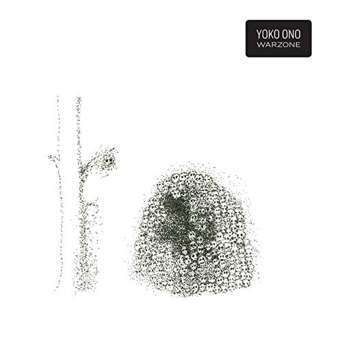 Yoko Ono’s “Warzone” vinyl album cover with sketched figures on white.