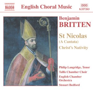CD cover for Britten’s choral works featuring a bishop with a staff.