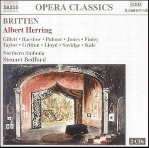 CD cover for Britten’s “Albert Herring” opera, featuring an arched doorway painting.
