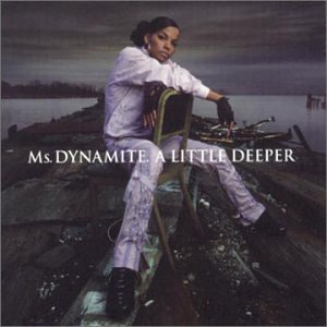 Ms. Dynamite album cover, seated on a chair by water.