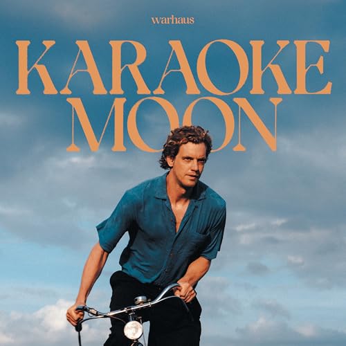 Album cover for Warhaus’ “Karaoke Moon” featuring a man on a bicycle.