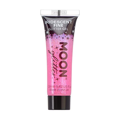 Iridescent Fine Face & Body Glitter Gel by Moon Glitter - Pink - Cosmetic Festival Glitter Face Paint for Face, Body, Hair, Nails - 12ml