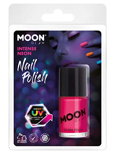 Smiffys Moon Glow Intense UV Nail Polish, Neon Pink