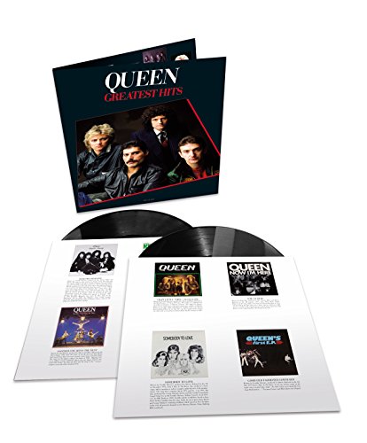 Two vinyl records in sleeve with Queen logo and black card insert.