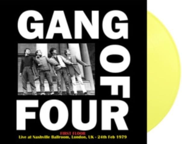Gang of Four vinyl record cover with band photo and yellow disc edge.