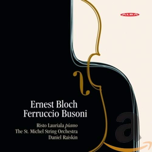CD cover for Lauriala/St. Michel: Bloch & Busoni concertos, featuring a violin outline.