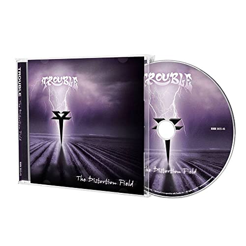 CD case and disc for Trouble’s “The Distortion Field” album, stormy sky.