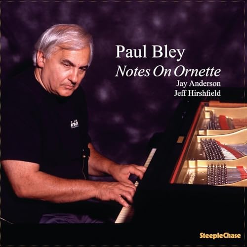 Paul Bley album cover featuring a portrait of the pianist at a grand piano.
