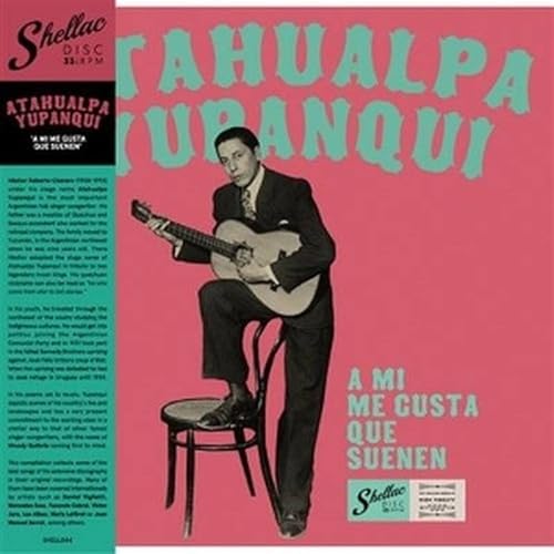Yupanqui and Atahualpa album cover: man with guitar on pink background.