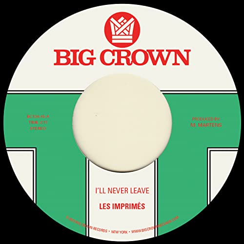Green and white vinyl record label with "Big Crown" logo and song title.