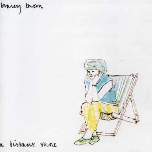 Sketch of a person in a deckchair, album cover for “A Distant Shore”.