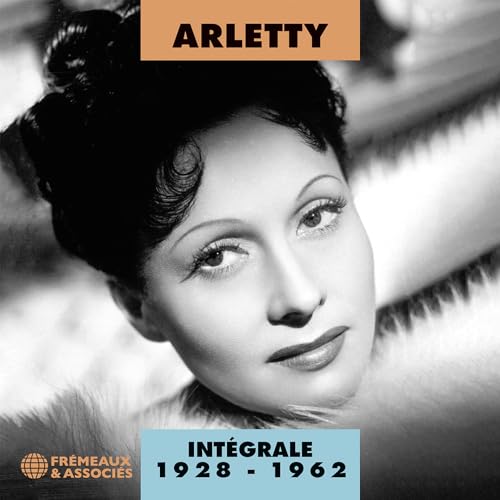 Black and white portrait of Arletty, a French actress, with album title.