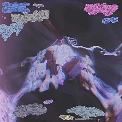 CD cover: person surrounded by glowing, abstract shapes and cartoon animals.
