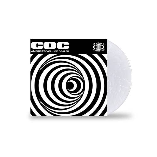 Corrosion of Conformity vinyl record with black and white spiral design.