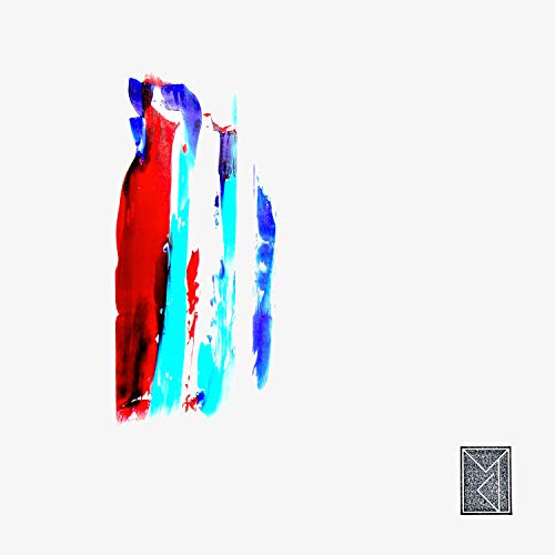 Album cover with abstract vertical brushstrokes of red, blue, and teal.
