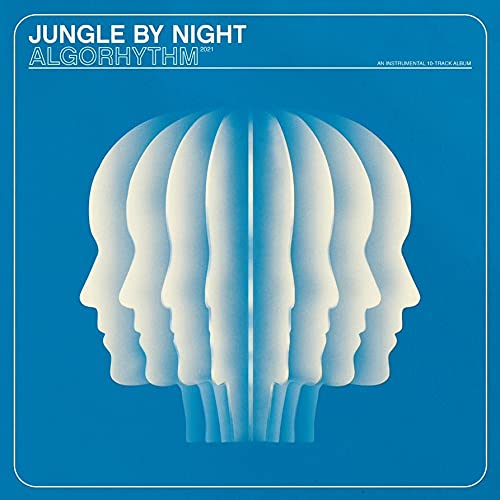 Album cover for "Algorhythm" by Jungle By Night, featuring layered faces.