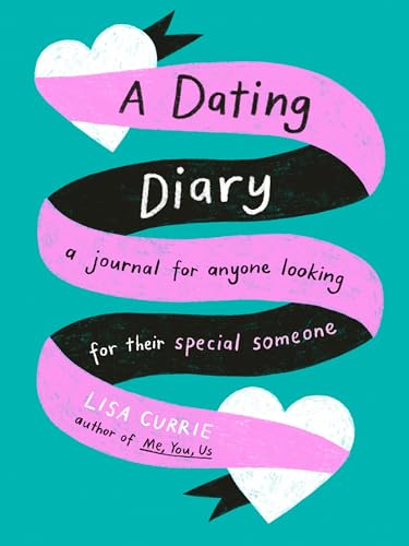 Book cover with pink ribbon, hearts, and black text: "A Dating Diary.