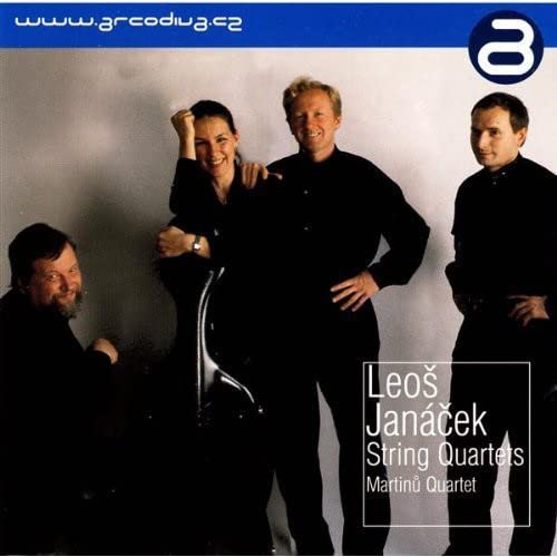 CD cover featuring the Martinu Quartet, with text “Leos Janácek String Quartet”.