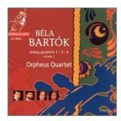CD cover for Bartok string quartets by Orpheus Quartet, colorful abstract art.